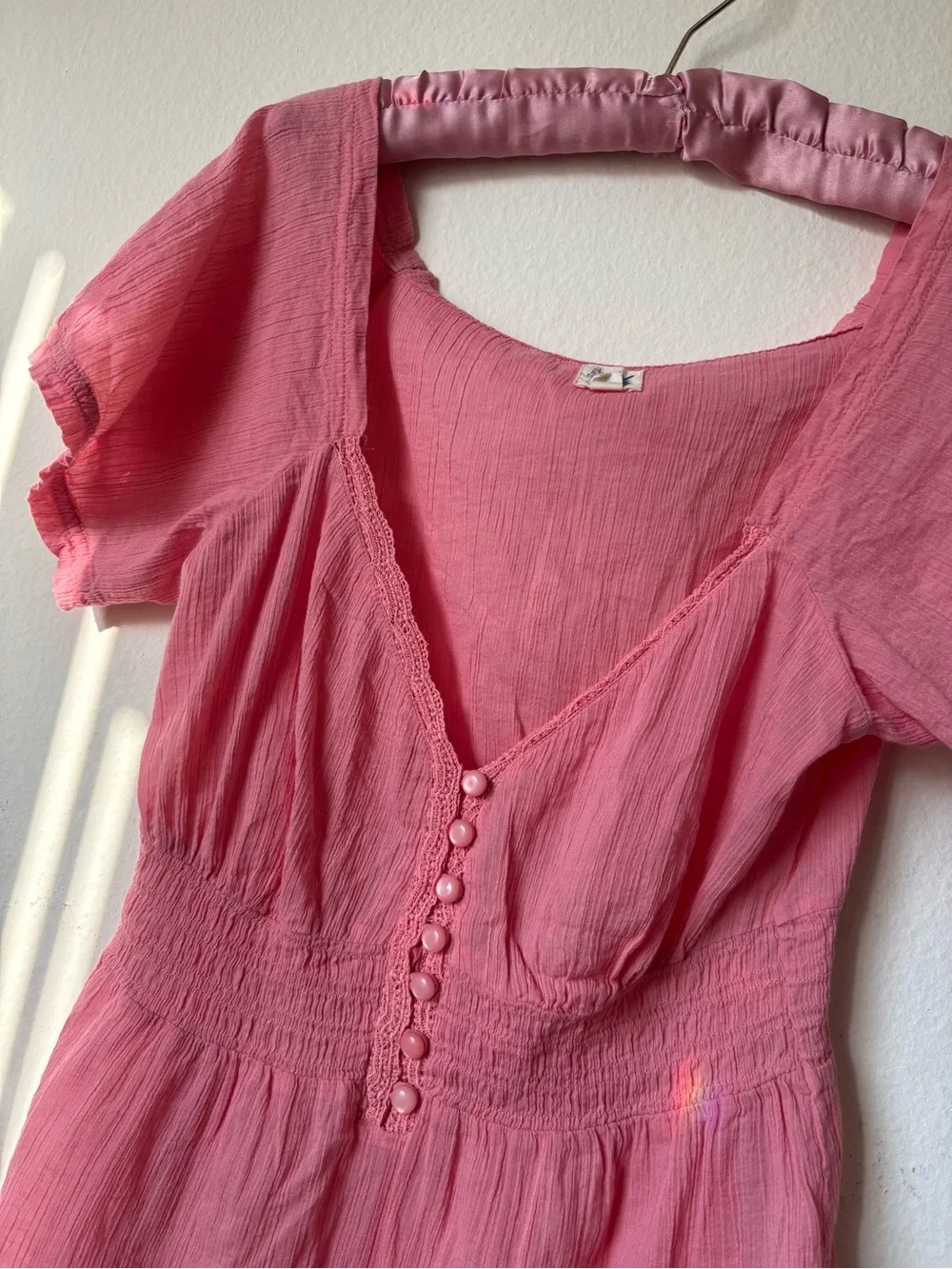 Cotton Fairycore milkmaid Summer Pink/coral blouse