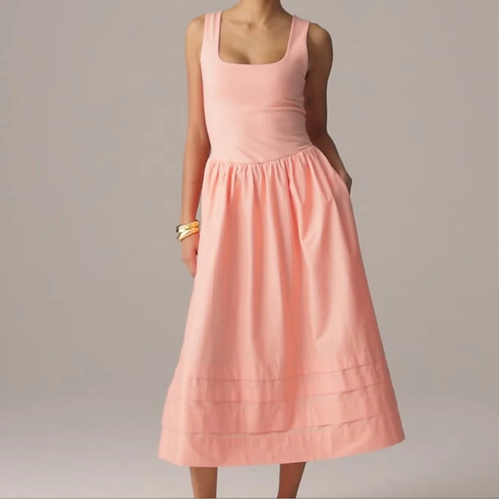 J.Crew Drop-waist Mixy Dress Peach SZ M nwt