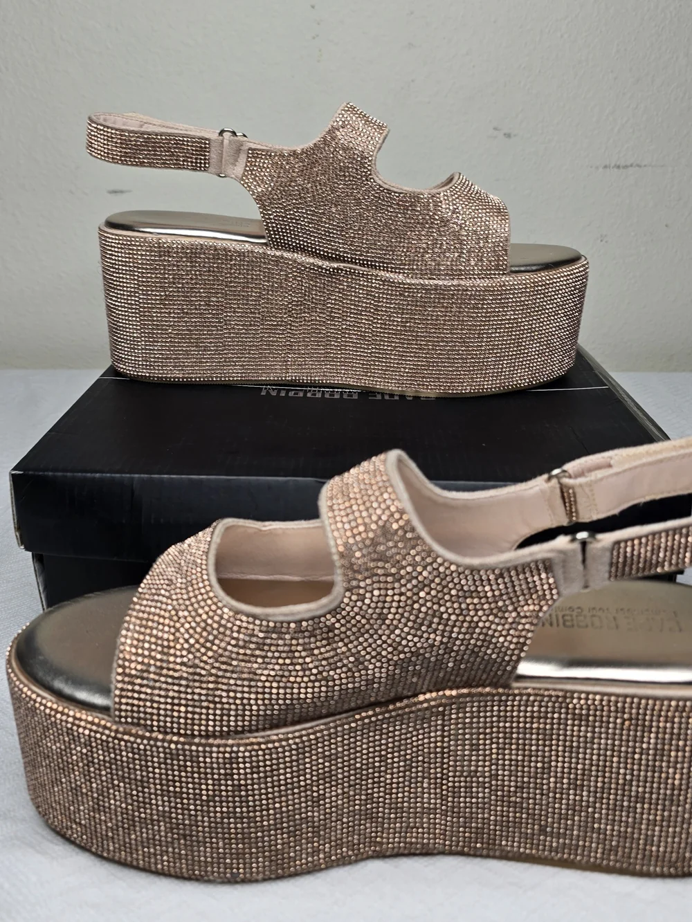 Sparkle Platform Slingback Sandals - Rose Gold