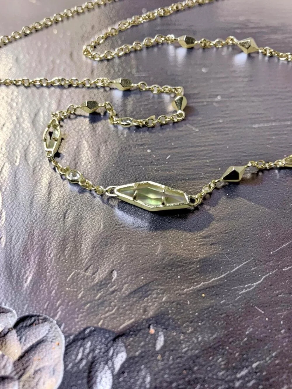 kendra scott debra silver tone aurora borealis chrystals station necklace