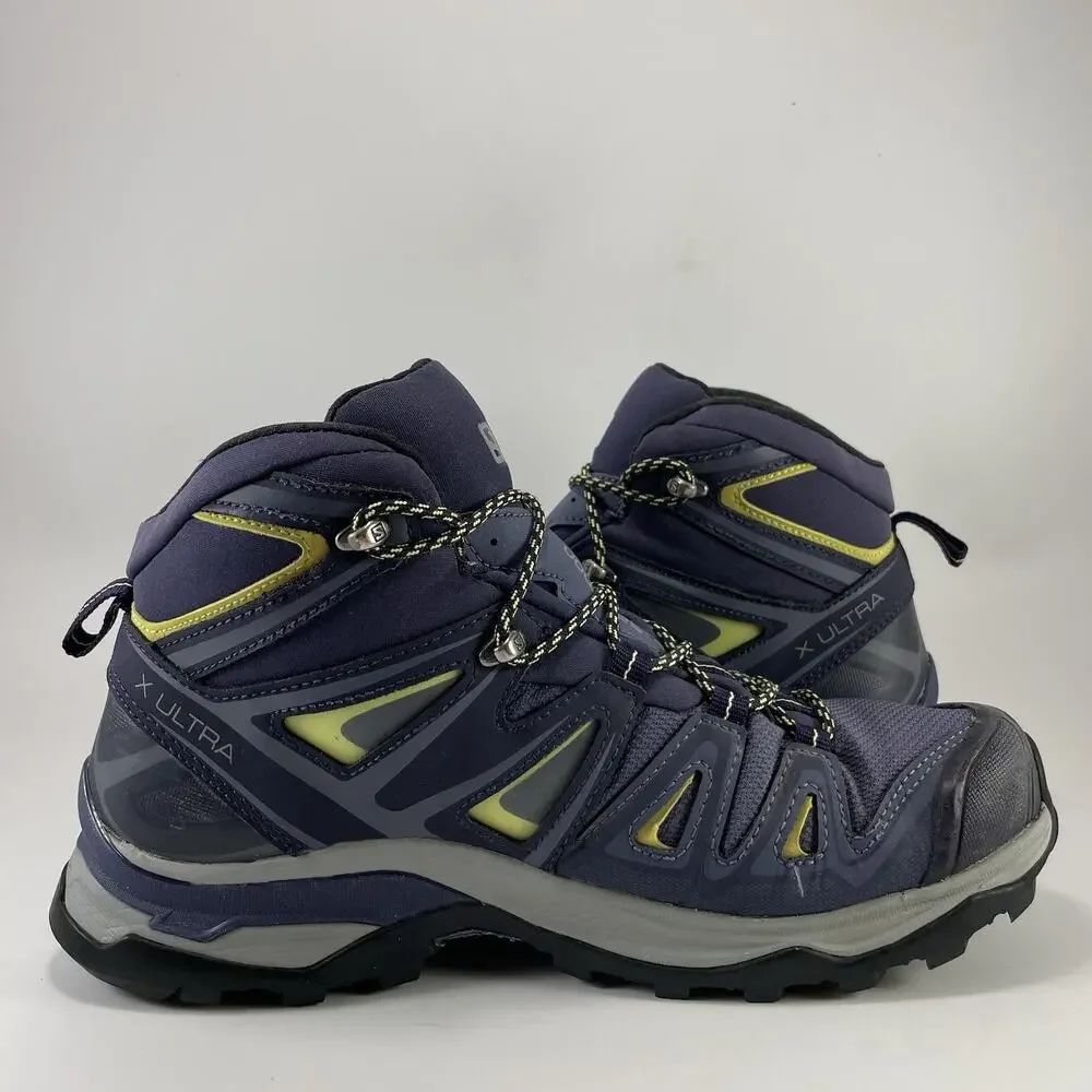 Salomon X Ultra 3 Mid GTX Womens Size 9 Blue Waterproof Hiking Boots Gore-Tex
