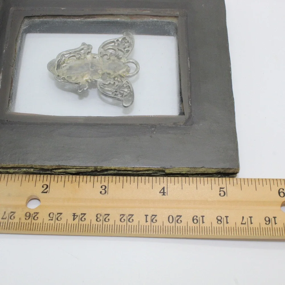 Shadow Box Angel Filigree Crystal Ornate Resin Frame 5.5in Bronze Gold Silver