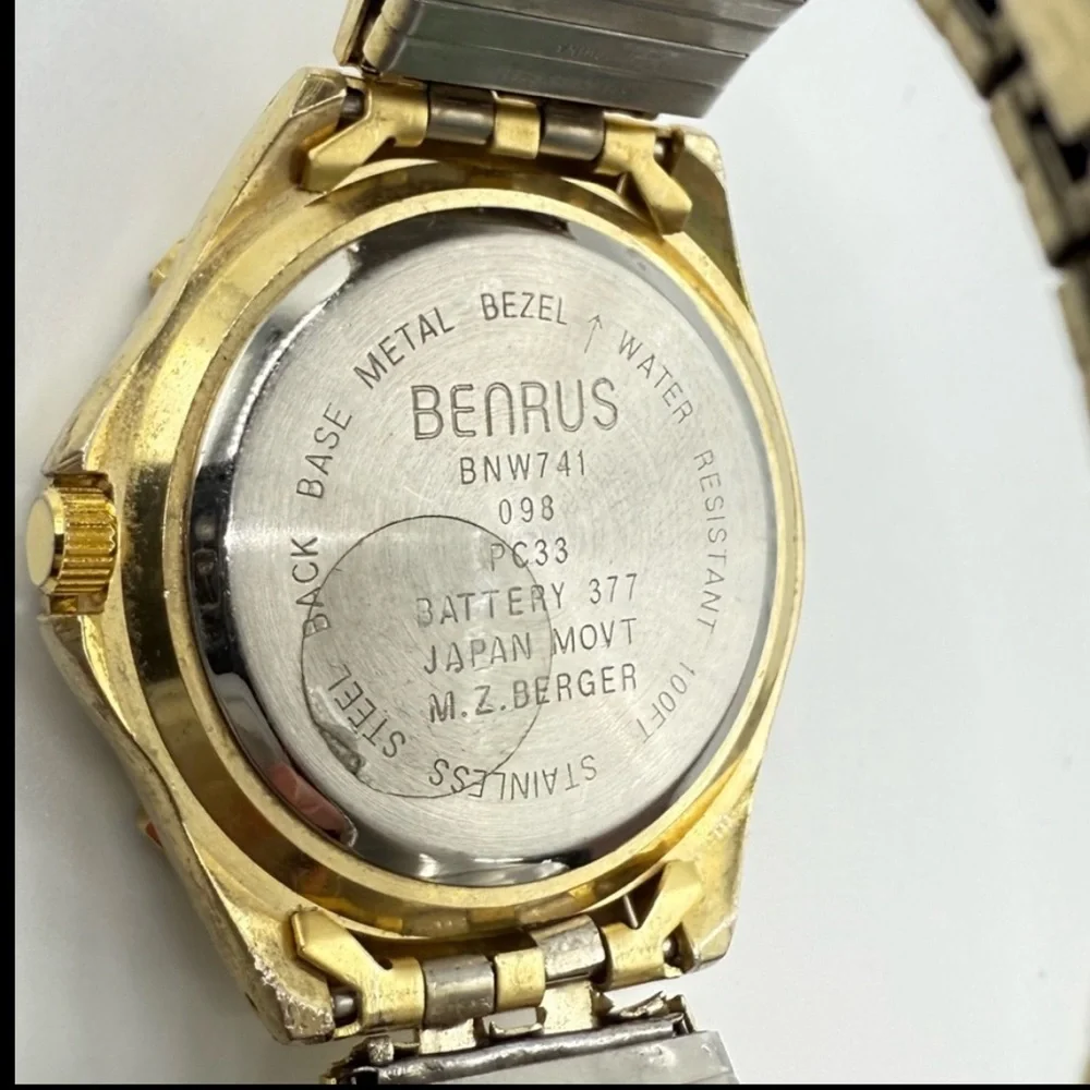 Benrus Men’s Gold-Tone Black Dial Date Watch