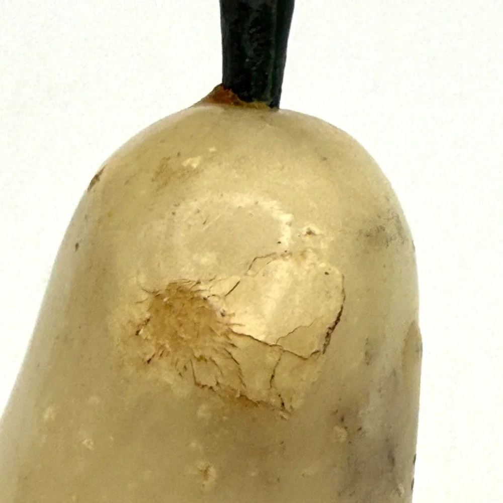 Alabaster Stone Fruit Pear Realistic Hand Carved Marbled Vintage Figurine 4