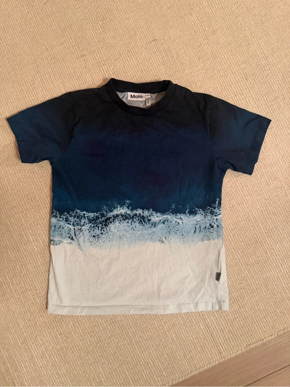 Molo Boys Rame T-Shirt - Navy Blue to White Ombre Wave Tee