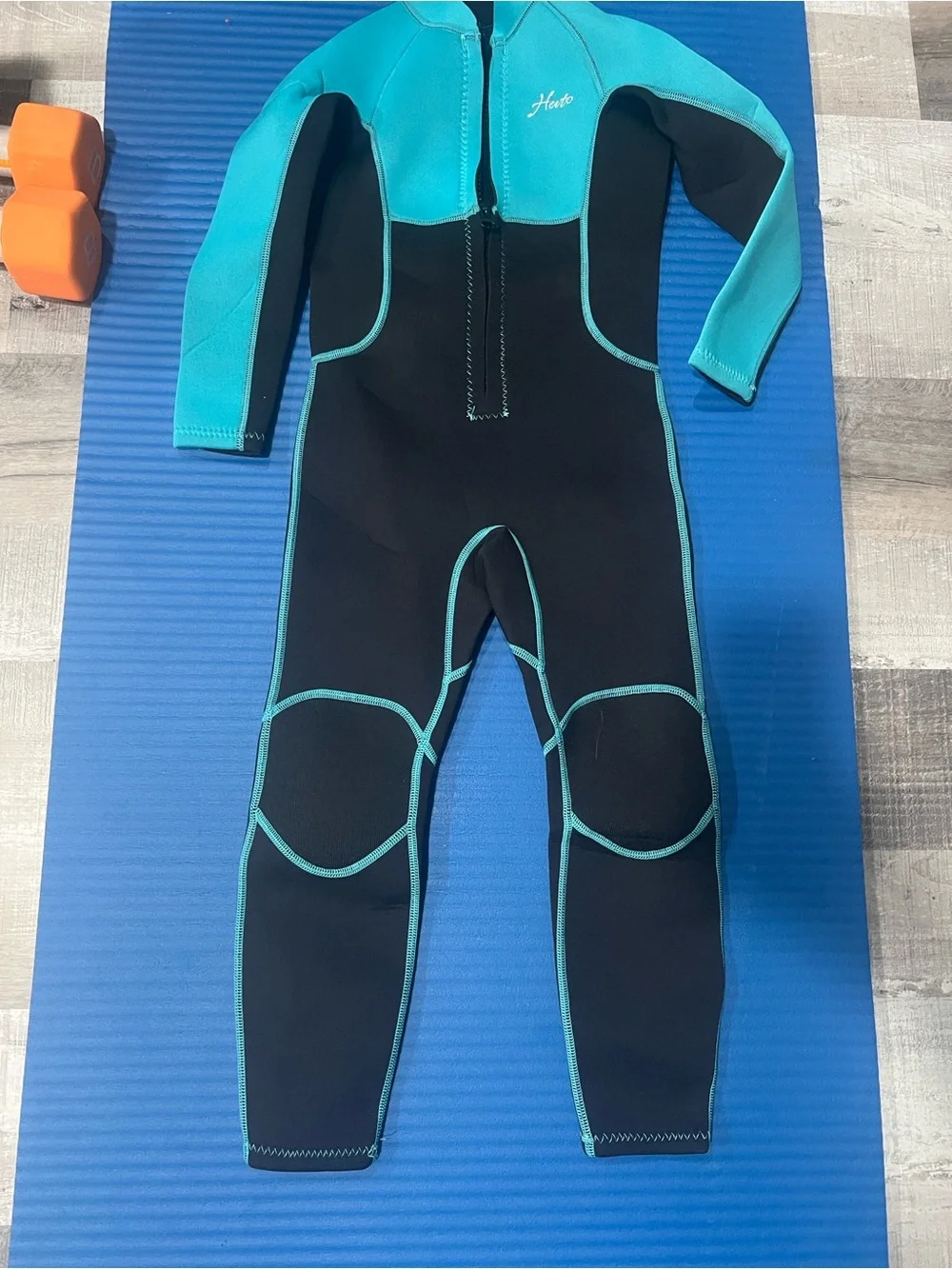 Hento Kids Full Body Wetsuit in Teal and Black