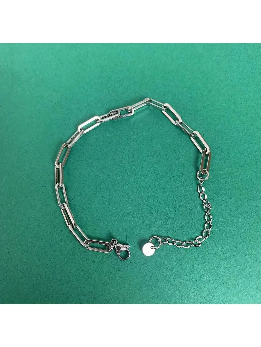 Y2k Cyber Vintage style Paper Clip Stainless Steel Silver Bracelet. High