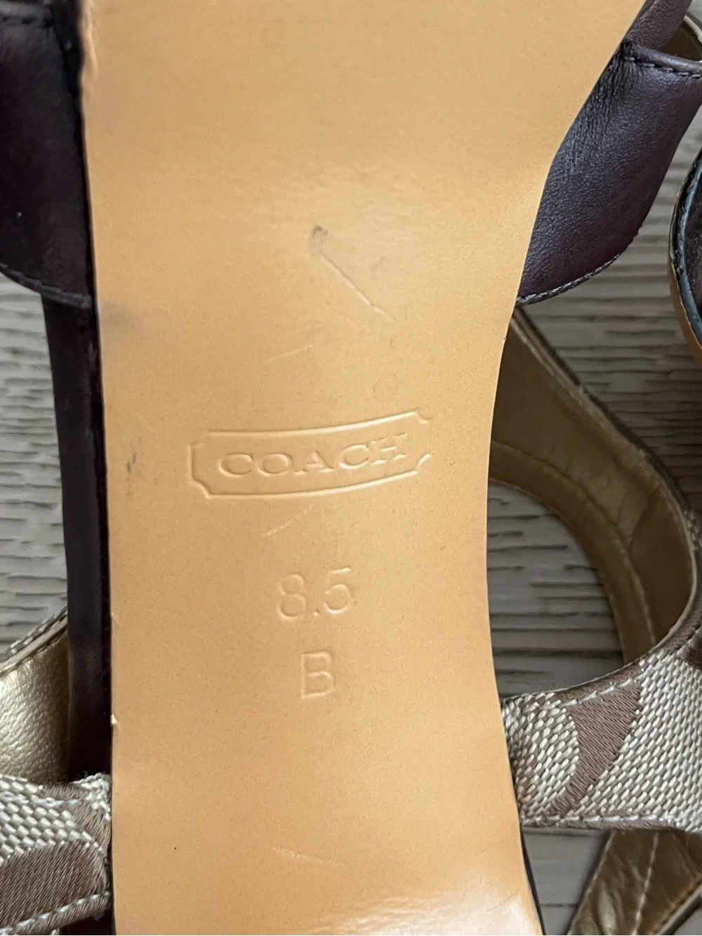 Coach Brown Leather Dita Platform Sandals High Heels w/ Logo Sz 8.5