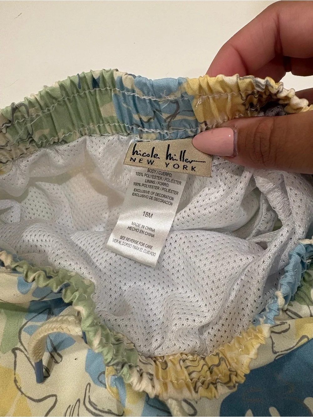 Nicole Miller Kids Tropical Leaf Swim Trunks - Blue Green Yellow