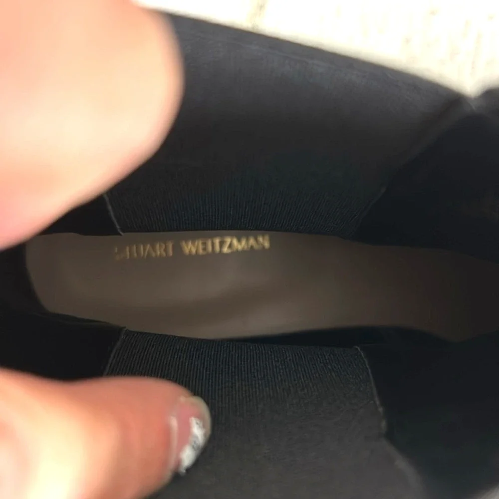 Stuart Weitzman Womens 9 Black Suede Henley Chelsea Boots Luxe Designer NEW