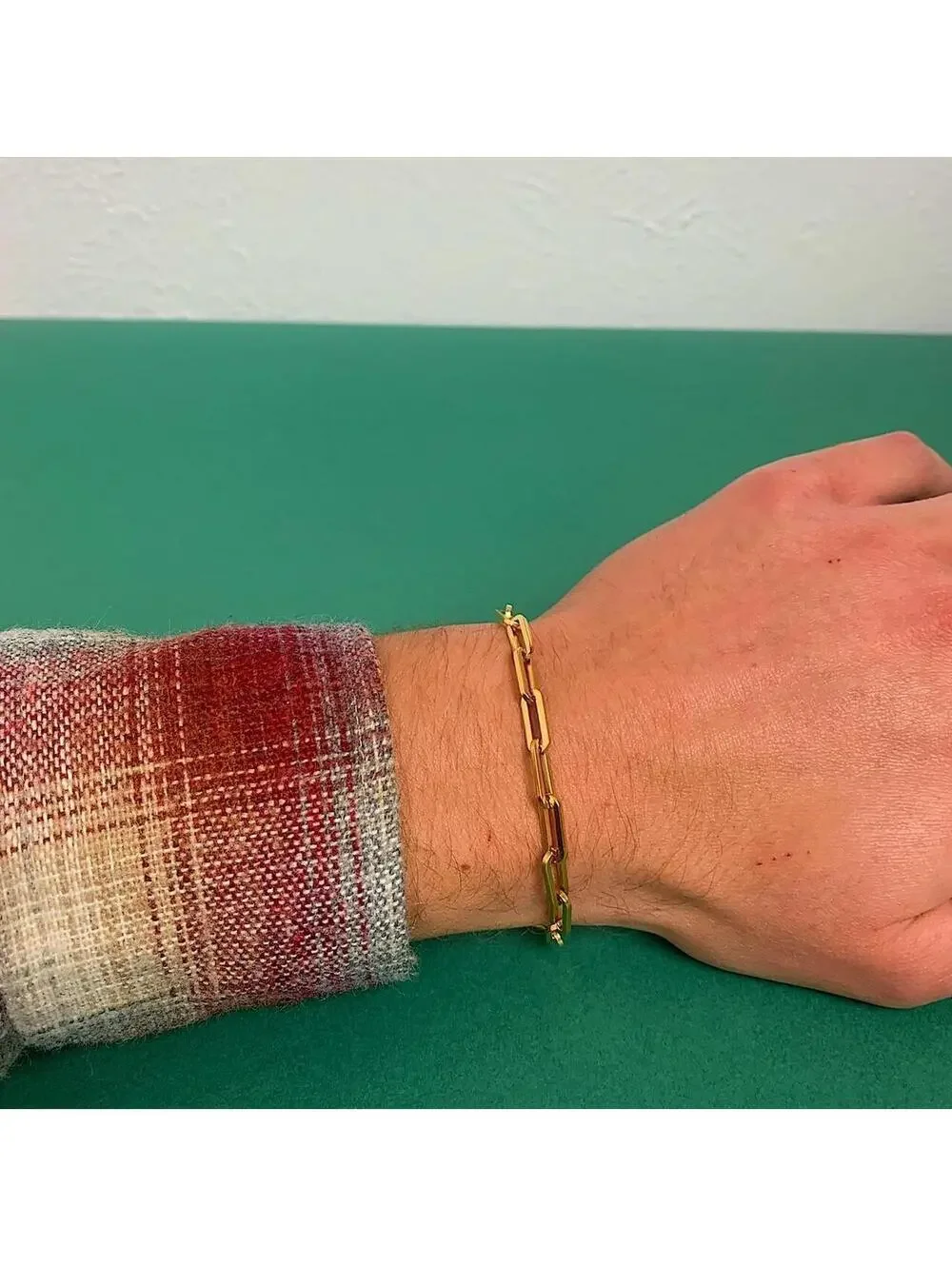 Y2k Cyber Vintage style Paper Clip Stainless Steel Gold Bracelet. High quality