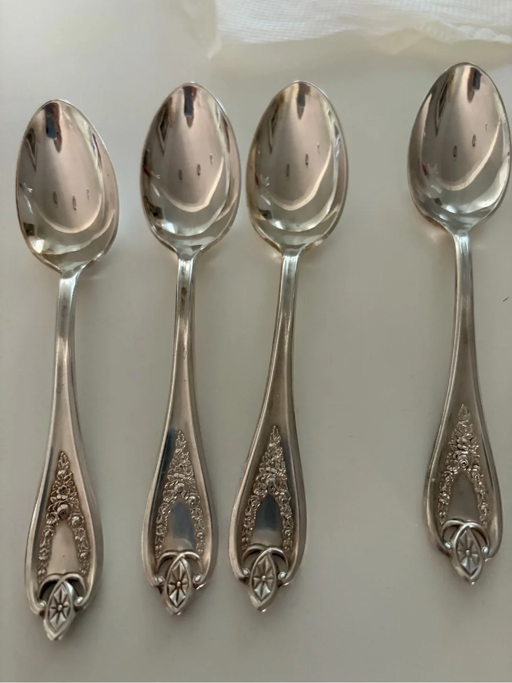 Old Colony Roger Bros Ornate Silver-Plated Dessert Spoons - Set of 4