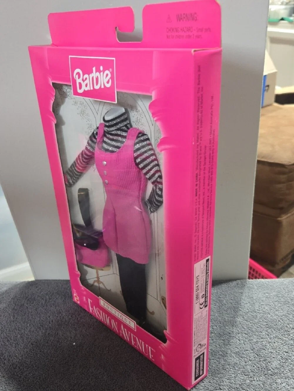 Vintage 1997 Barbie Boutique Fashion Avenue Pink Jumper Striped Shirt NIB 18136