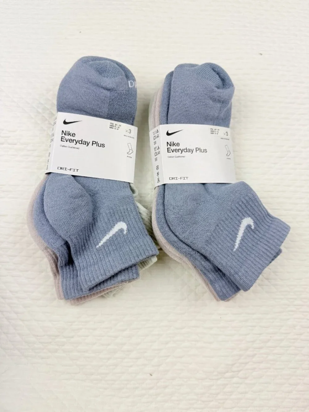 Nike 6 pairs Unisex Dri Fit Everyday Plus Cushioned Ankle Socks Mens M 6-8