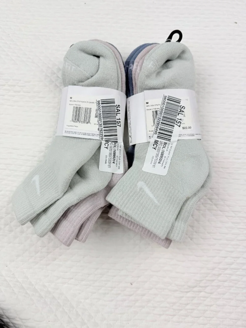 Nike 6 pairs Unisex Dri Fit Everyday Plus Cushioned Ankle Socks Mens M 6-8