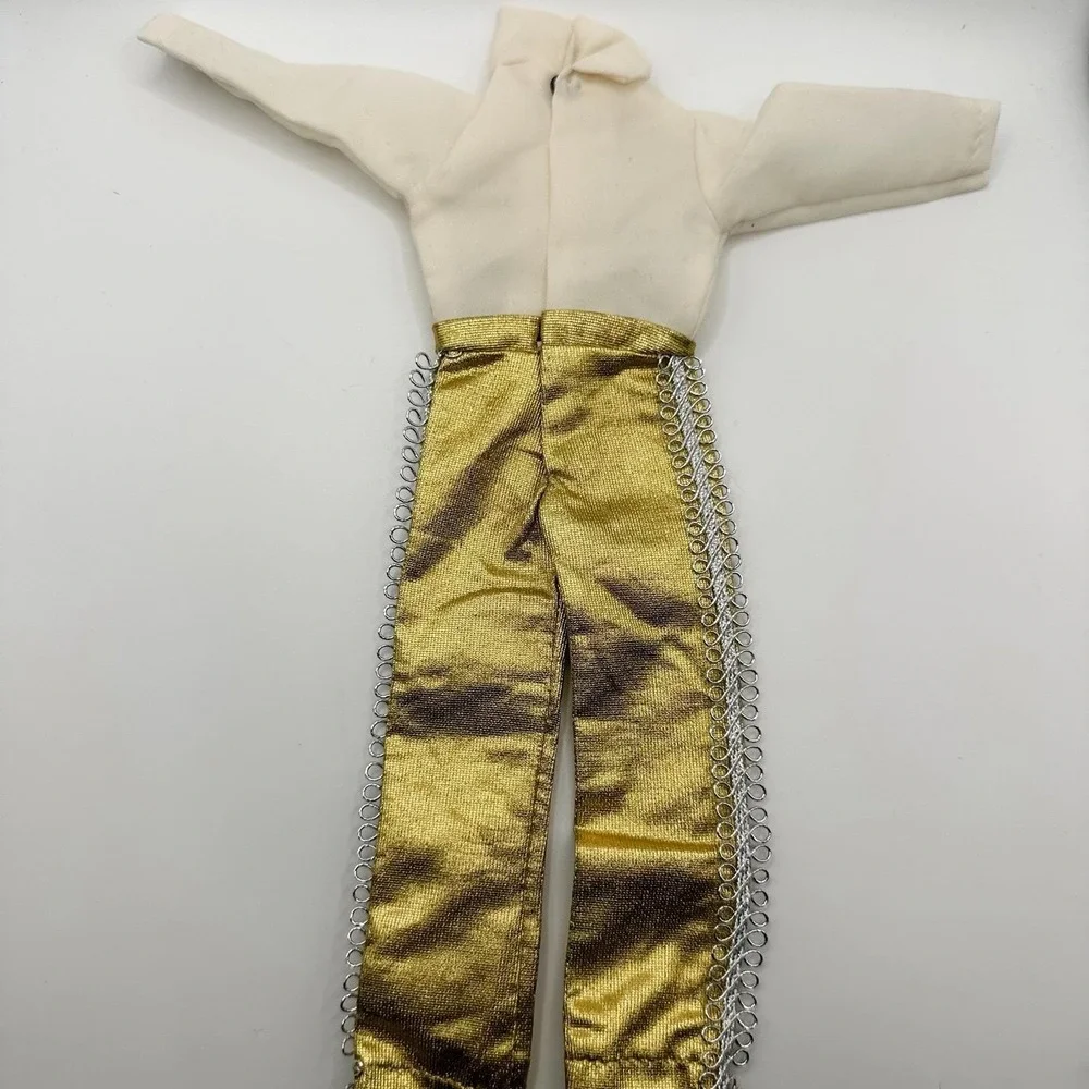 VTG Barbie‎ Doll KEN Outfit Pantsuit White & Gold 80's Handmade