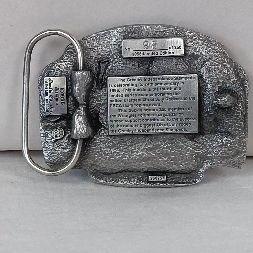 Vintage 1996 Metal Belt Buckle Greeley Independence Stampede Colorado 98/250