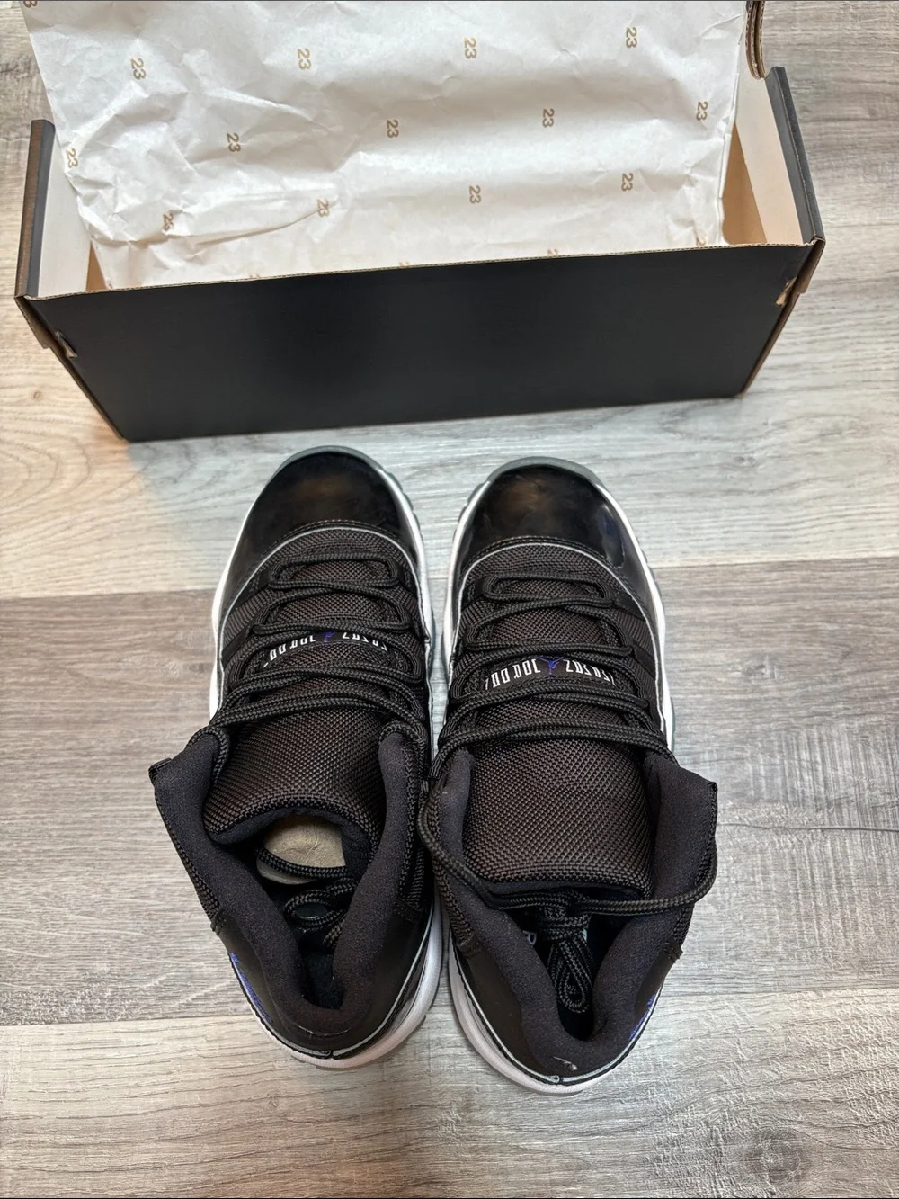 Jordan boys Retro 11 Sneakers — Black with Blue Jumpman