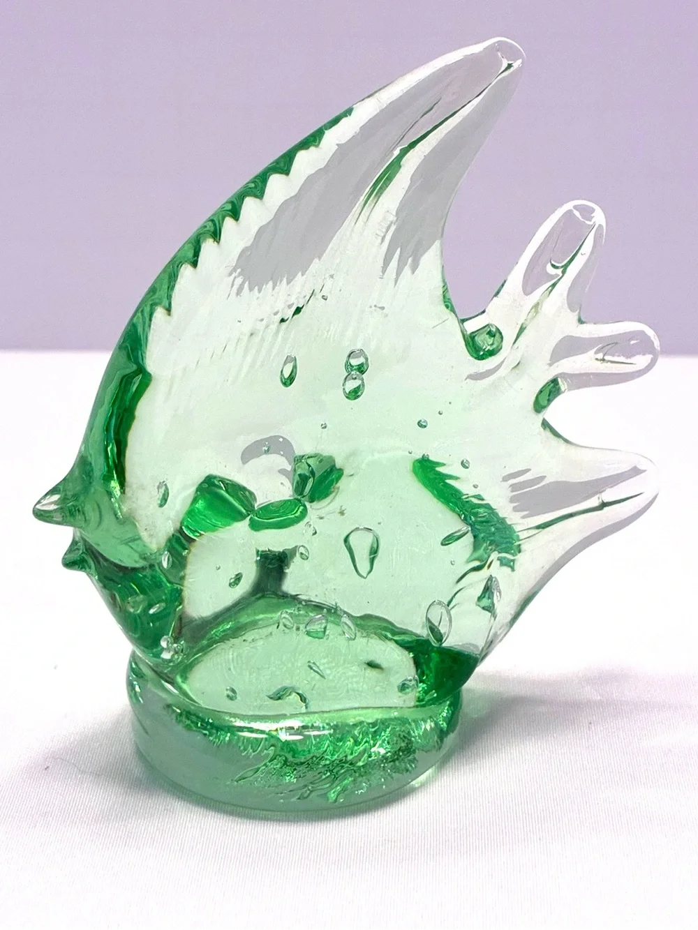 Green glass angel fish figurine