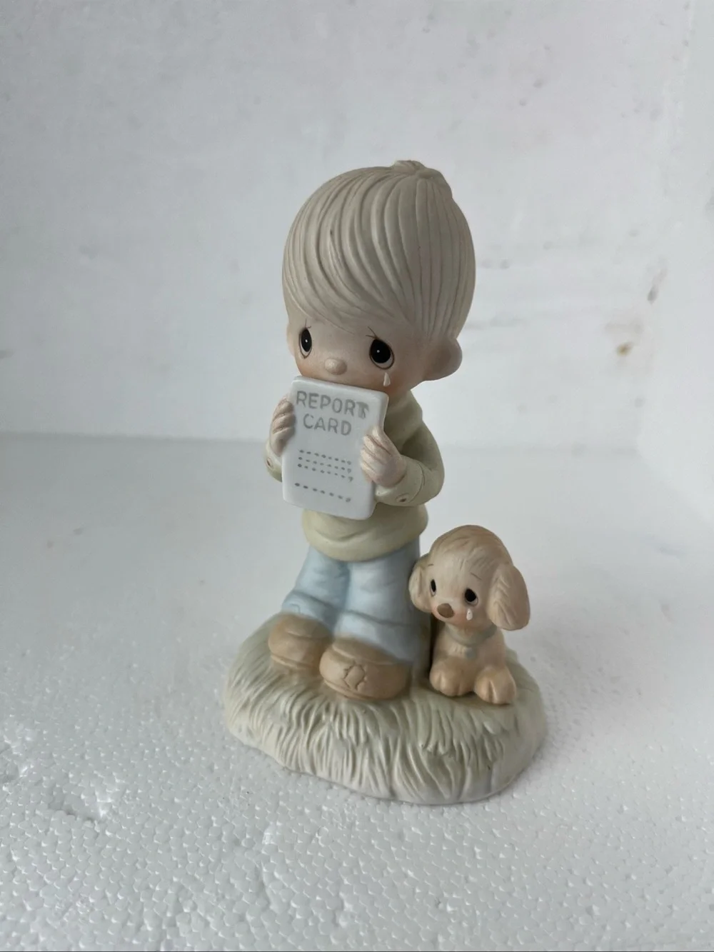 Enesco White Porcelain Figurine Base with Jonathan David Marking signature