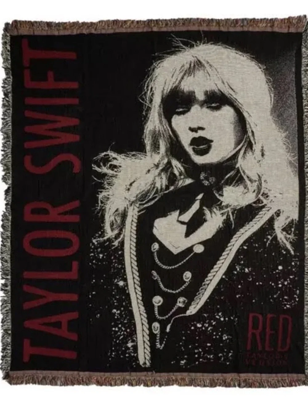 Taylor Swift Black, Cream & Deep Red Portrait Throw