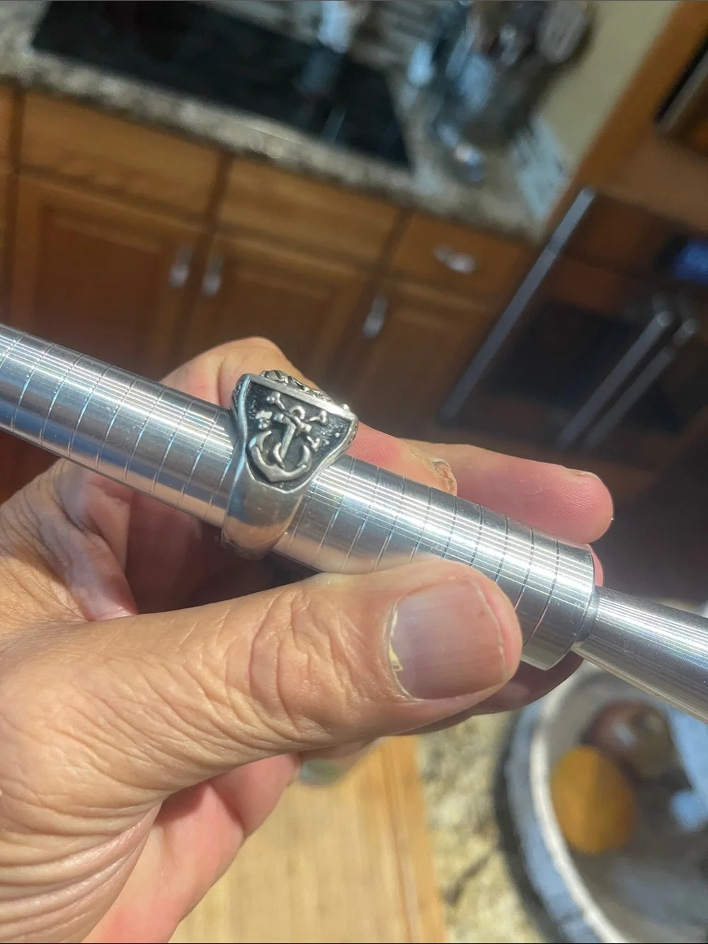 Sterling Silver Pirate Skull Signet Ring - Black Finish