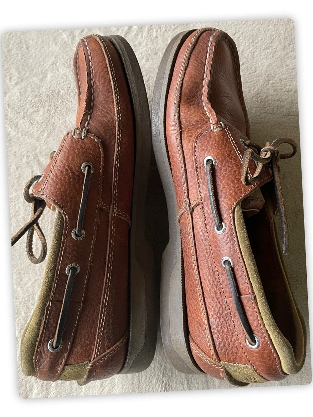 Sperry Top-Sider Leather Boat Shoes Brown Men’s Size 11 Moc Toe Lace Up