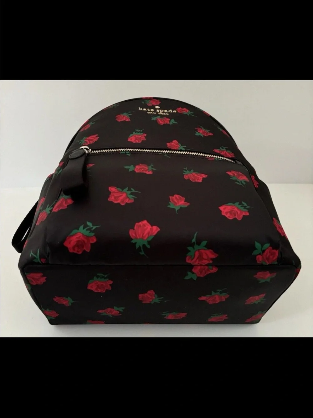 kate spade Black and Red Rose Print Mini Backpack