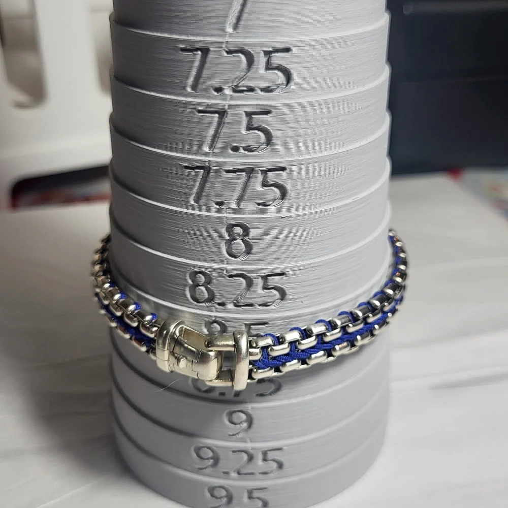 David Yurman Silver Box-Chain Bracelet with Blue Accents Authentic. # 229