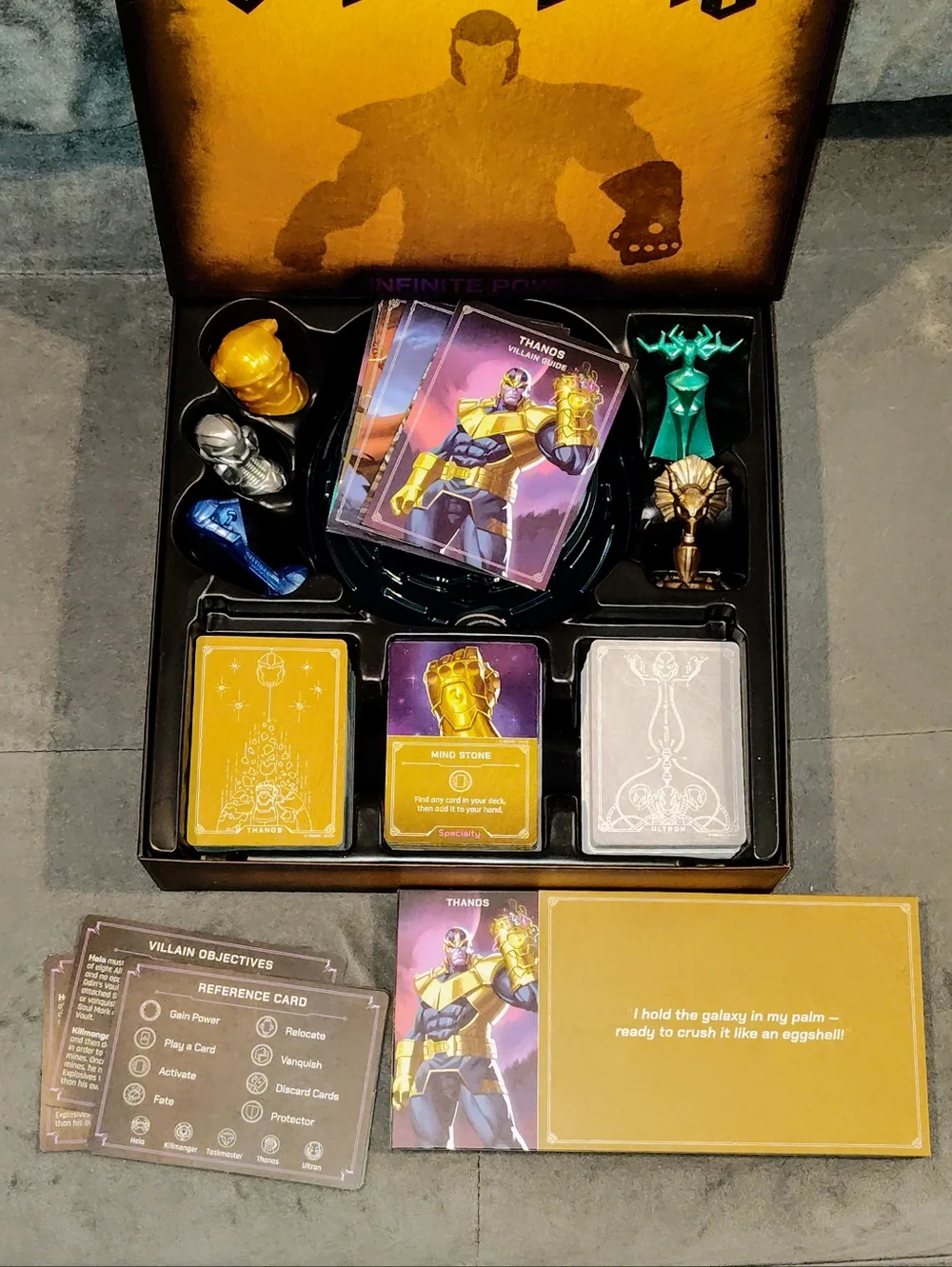NOB MARVEL VILLAINOUS INFINITE POWER BOARD GAME GOLD BOX ARTWORK COMPLETE GAME