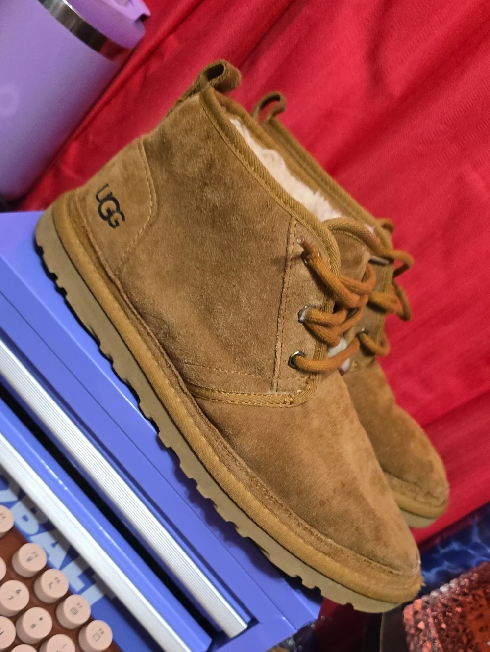 UGG Chestnut Brown Suede Lace-Up Ankle Boots