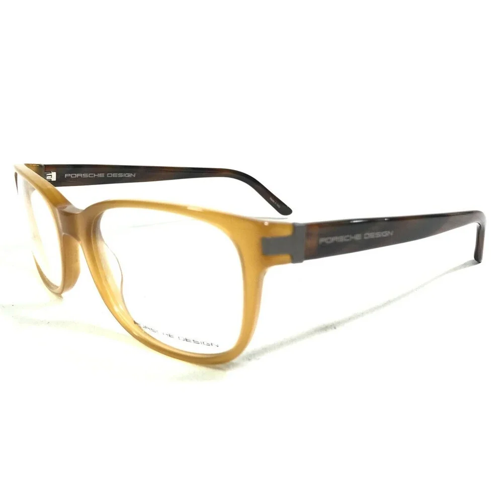 Porsche Design Eyeglasses Frames P8250 B Yellow Amber Brown Horn 55-19-140