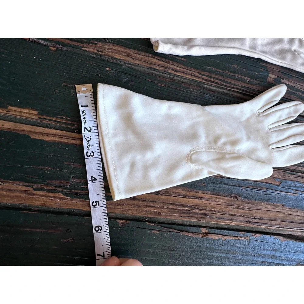 Vintage Cream Mid Length Opera Gloves Flared Cuff Formal Wedding 1950s 1960s