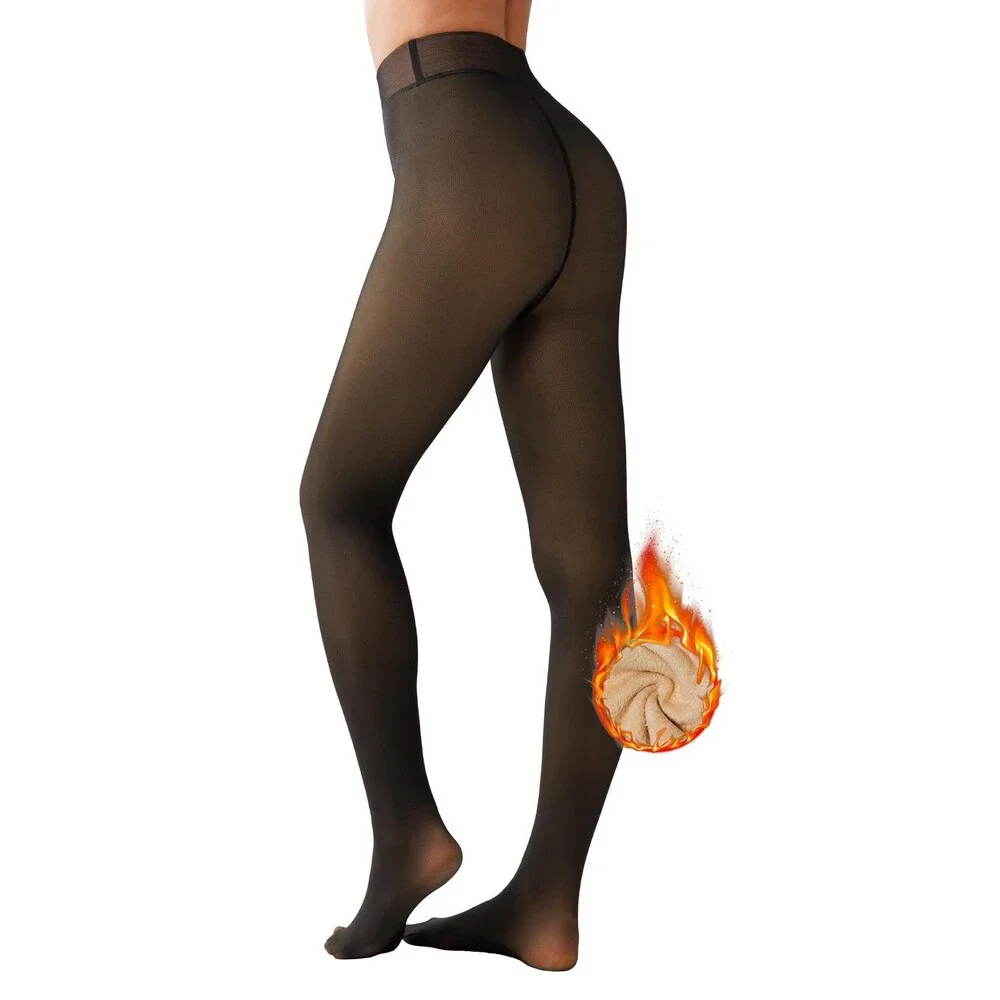 Tournesol Women's Black Fleece Lined Tights Warm Pantyhose Fake Xs-M - NWT