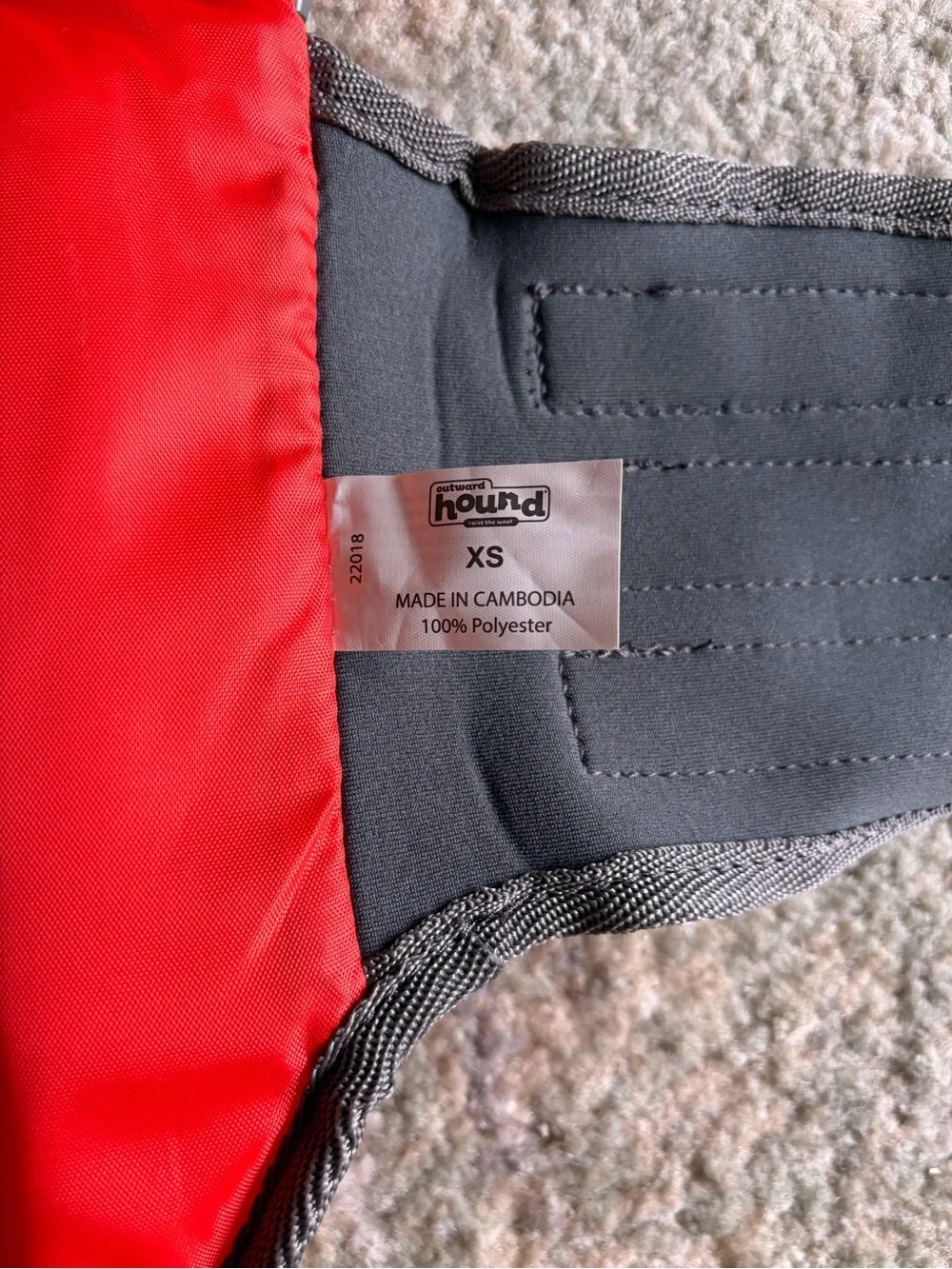 Outward Hound Bright Red Dog Life Vest with Gray Straps