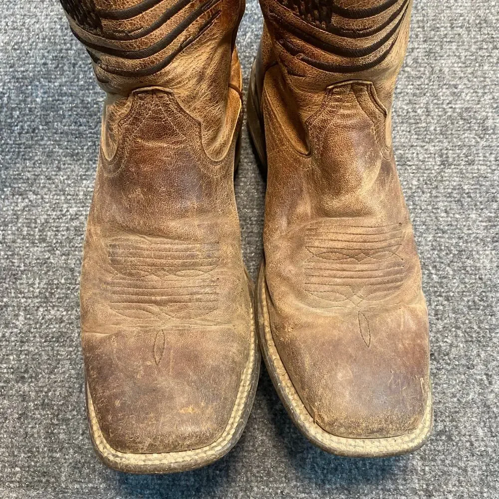 Ariat Mens Leather Western Cowboy Flag Boots Square Toe Size 11 D Rugged