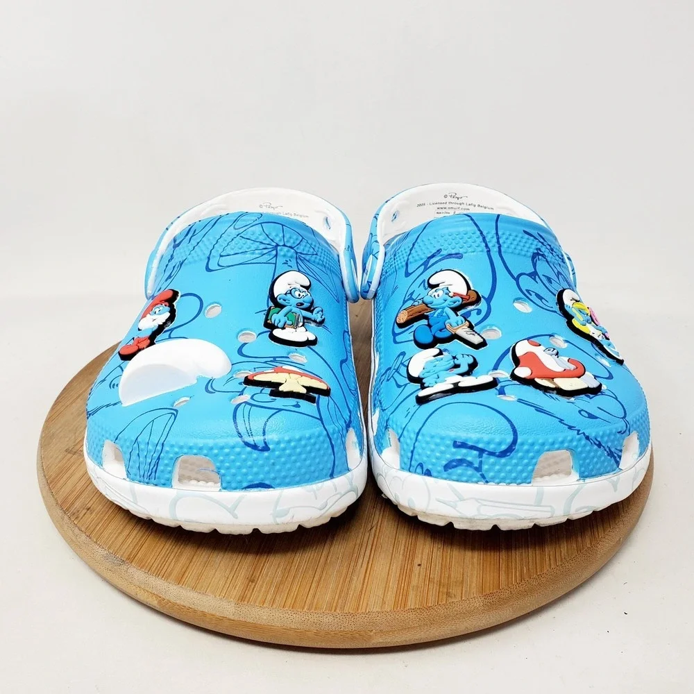 Crocs Smurfs Sandals Kids 2 Blue Classic Clog Casual Boys Girls Shoes