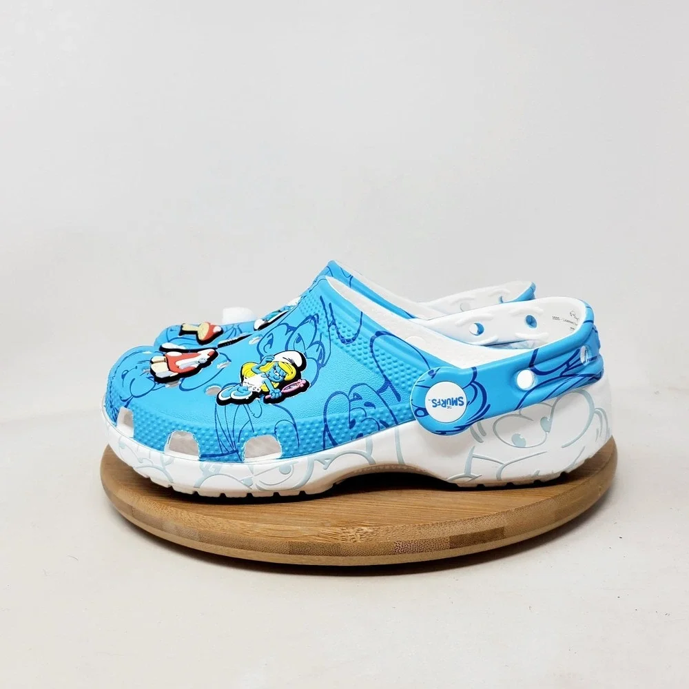 Crocs Smurfs Sandals Kids 2 Blue Classic Clog Casual Boys Girls Shoes