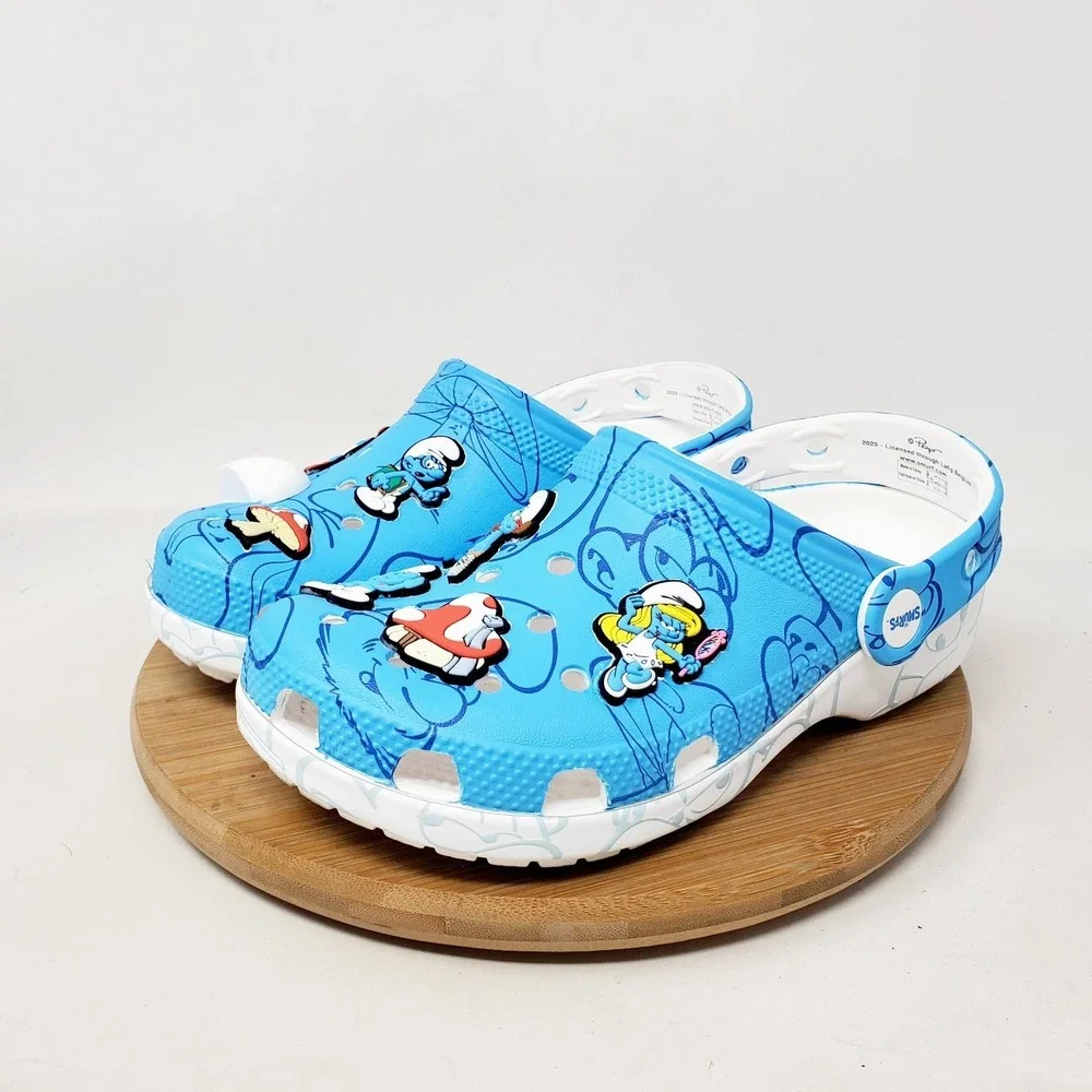 Crocs Smurfs Sandals Kids 2 Blue Classic Clog Casual Boys Girls Shoes