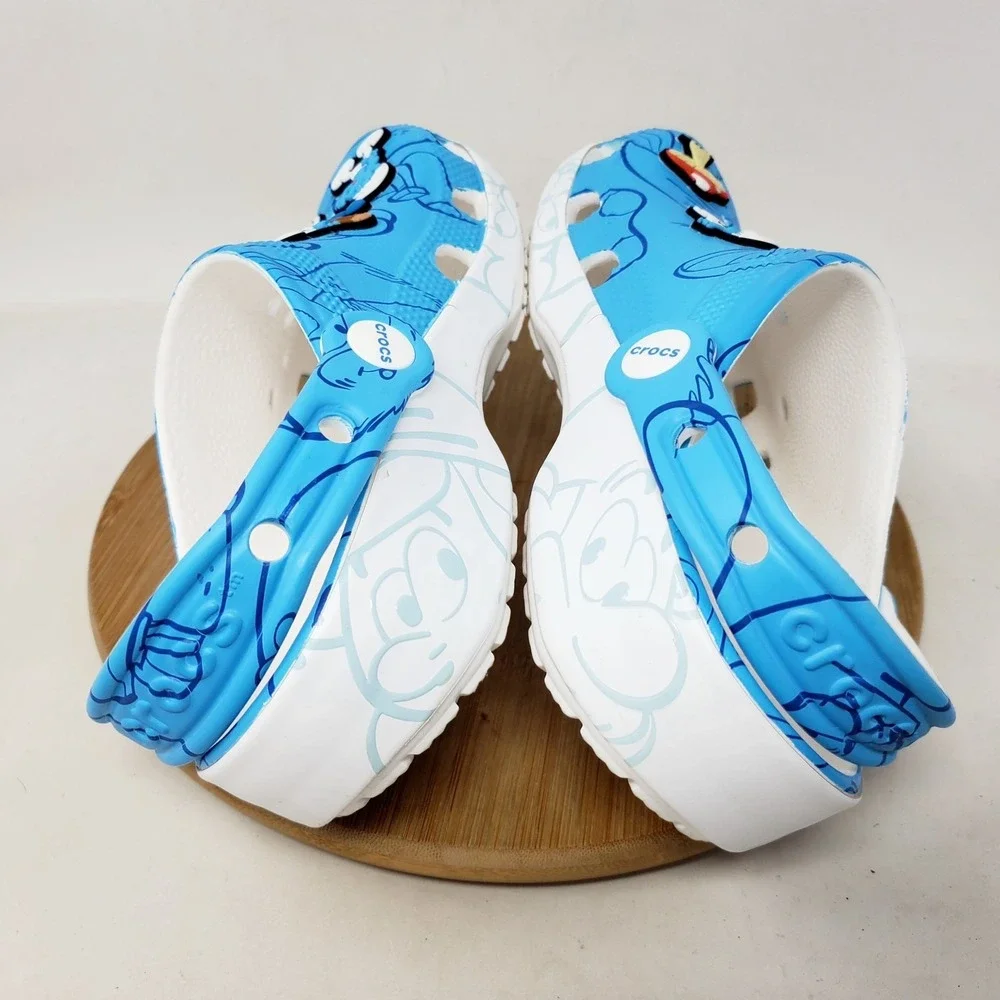 Crocs Smurfs Sandals Kids 2 Blue Classic Clog Casual Boys Girls Shoes
