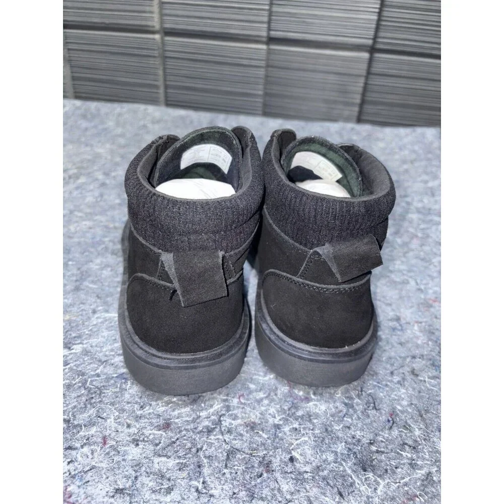 Men’s Size 9 Flannel Lined Moc Toe Boots Lands End‎ Black Suede Fast Shipping!