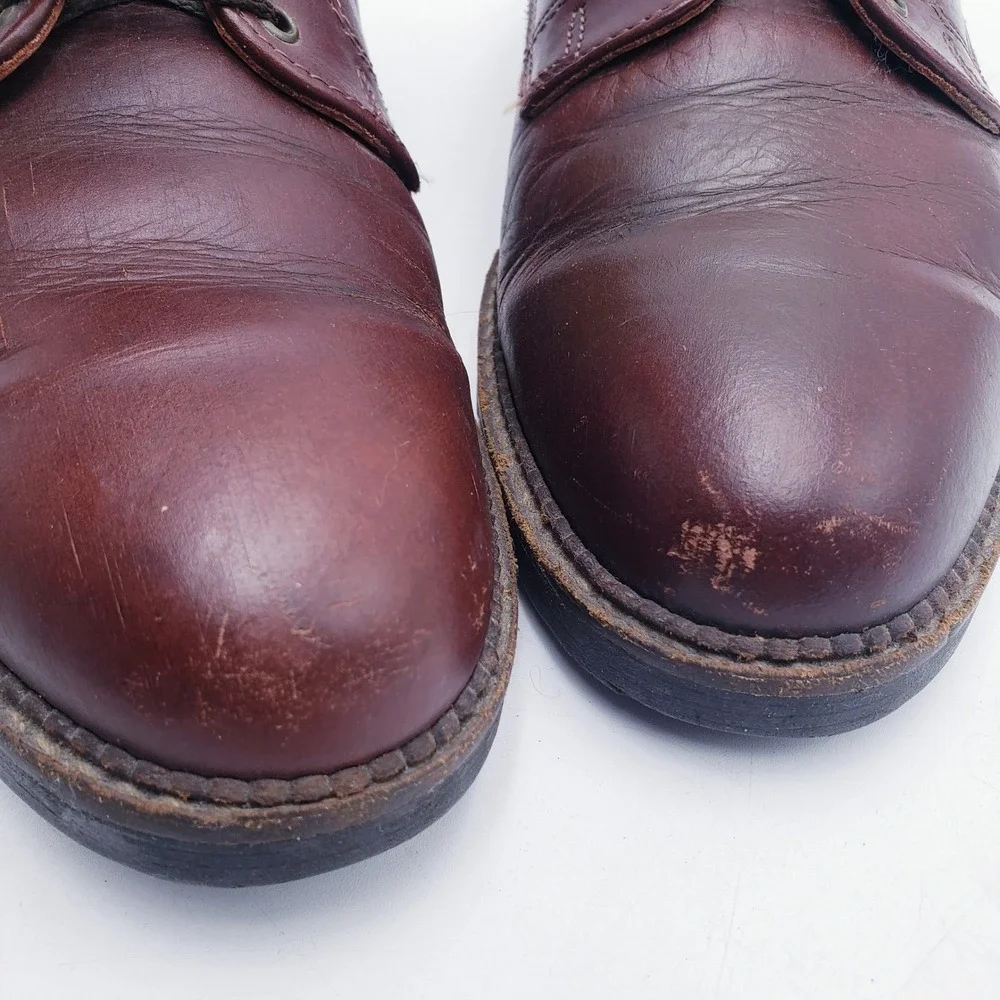 H.S. Trask Bison Leather Oxford Shoes Brown Lace‎ Up Lug Sole Mens 9.5 W