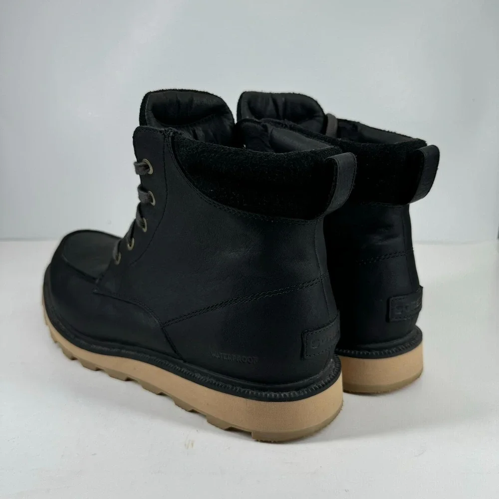 Sorel Madson II Moc Toe Men's 11 Coal Black Leather Waterproof Boots LM6057-010