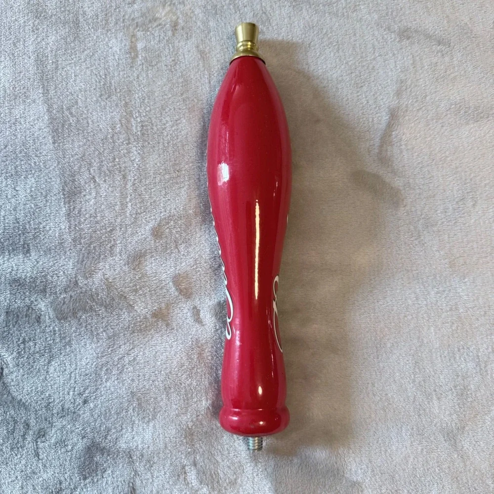 Budweiser Wooden Beer Tap Handle Red Draft Faucet Knob Bar Sign 10.5