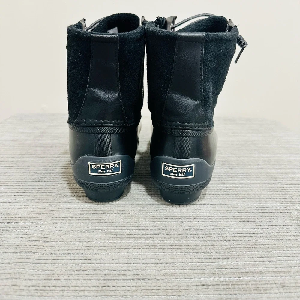 Sperry Syren Gulf Women 9 Black Suede/Leather Memory Foam Duck Boot Rainboots‎