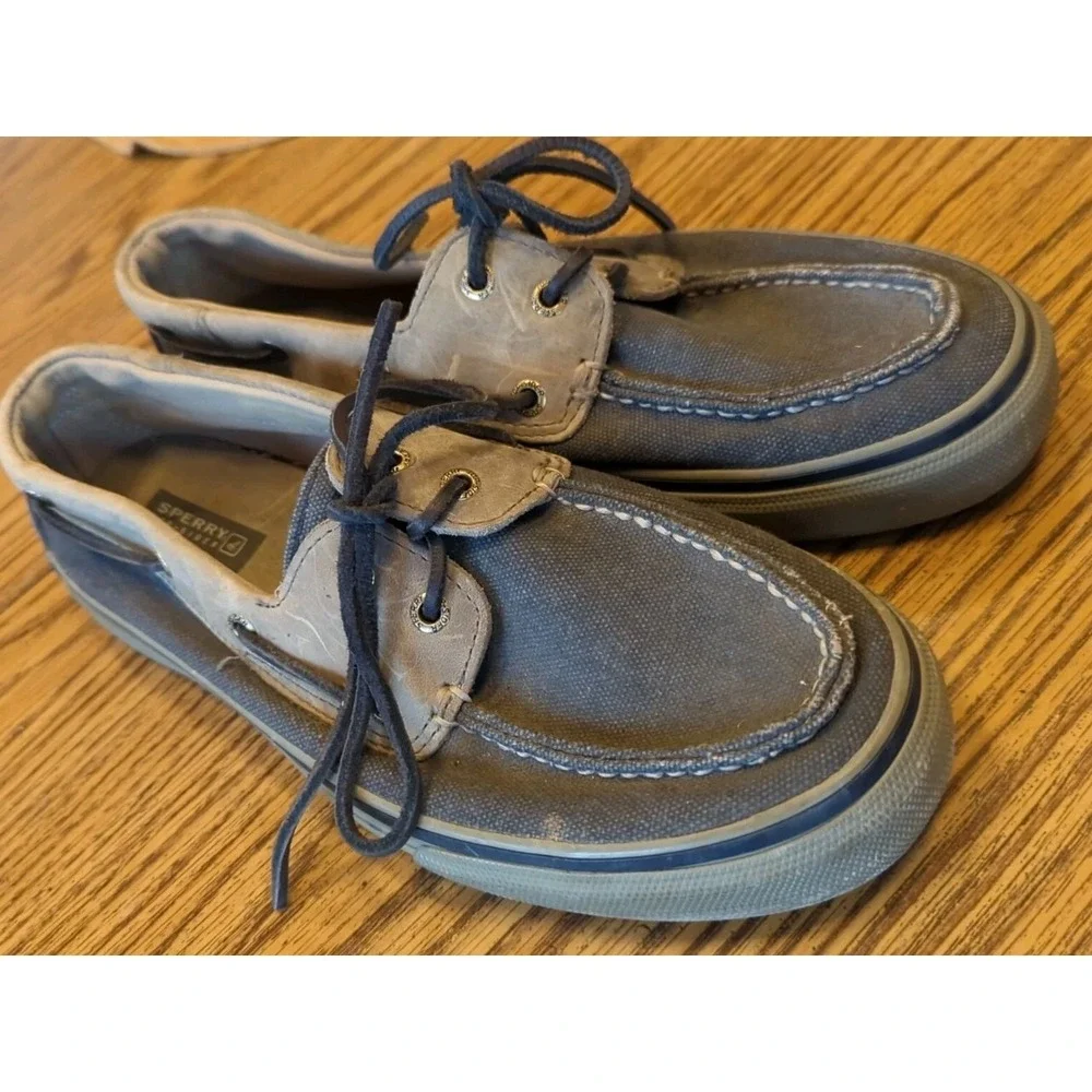 Sperry Shoes‎ Mens 10 M Halyard Casual Two Eye Lace Up Boat Gray Blue Fabric