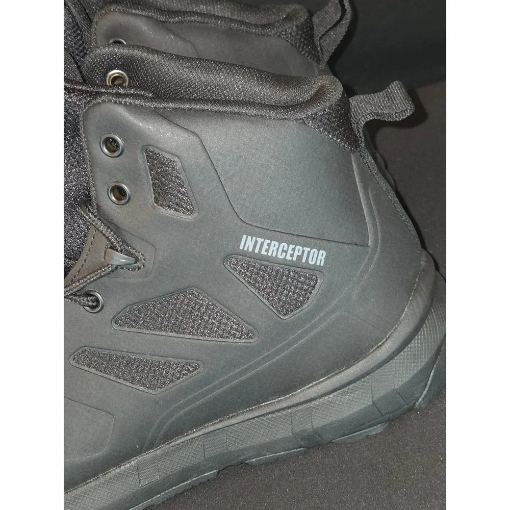 Interceptor Mens Black Ankle Boots‎ Lace Up Work Hiking Shoes Size 8.5