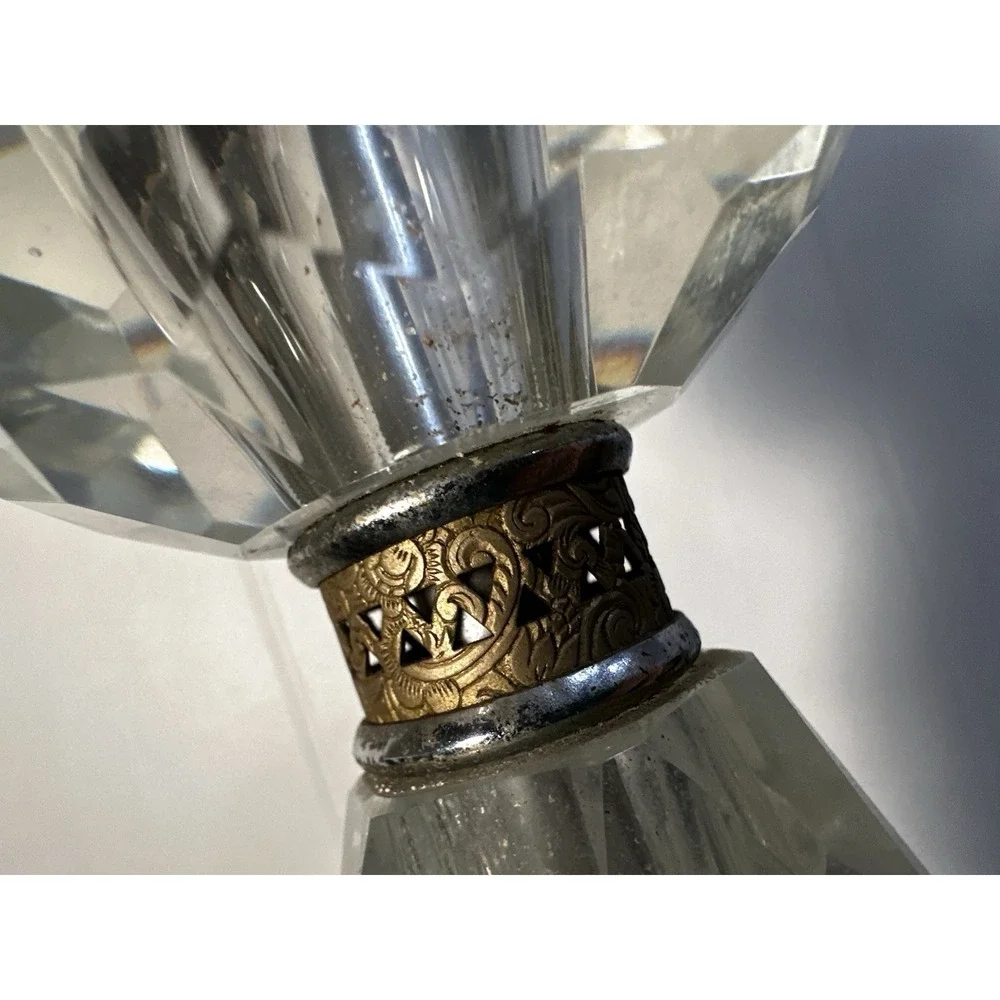 Antique Hollywood Regency Crystal Lamp Stacked Berger‎ Swivel W/ Filigree Base