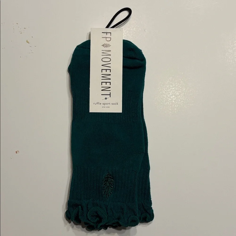 Free People x Lucky Honey Movement Classic Ruffle Sport Socks in Green