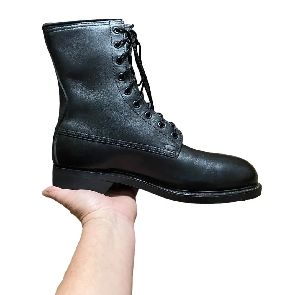 Vintage COVE Shoe Co Biltrite Combat Boots Black Leather Military
